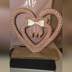 Elegant Pink Heart Decort with Bow